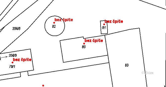 Branišov 46905472 na parcele st. 80 v KÚ Branišov u Dubného, Katastrální mapa
