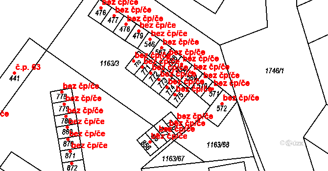 Jevišovice 48884472 na parcele st. 773 v KÚ Jevišovice, Katastrální mapa