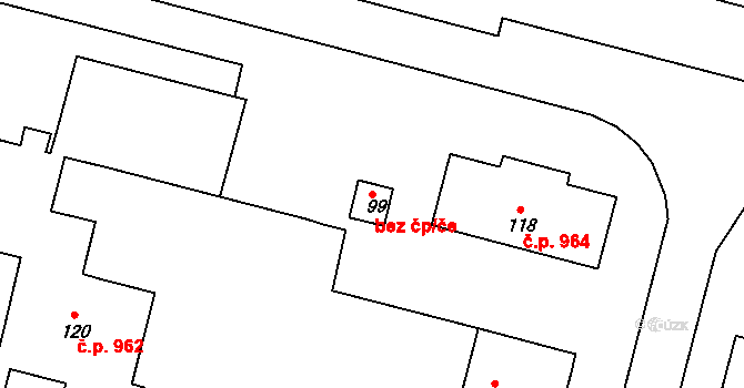 Třebíč 49804472 na parcele st. 99 v KÚ Řípov, Katastrální mapa