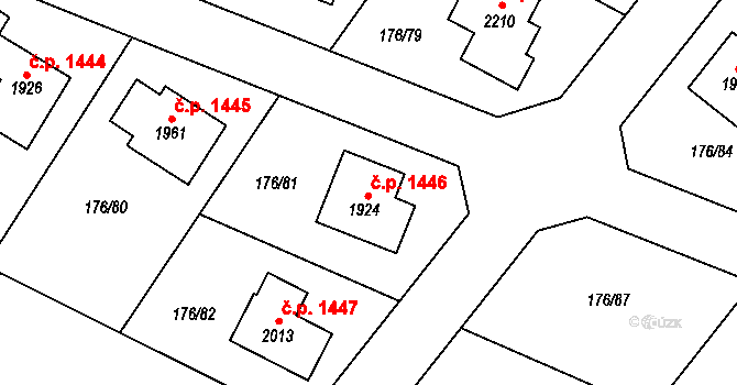 Šestajovice 1446 na parcele st. 1924 v KÚ Šestajovice u Prahy, Katastrální mapa