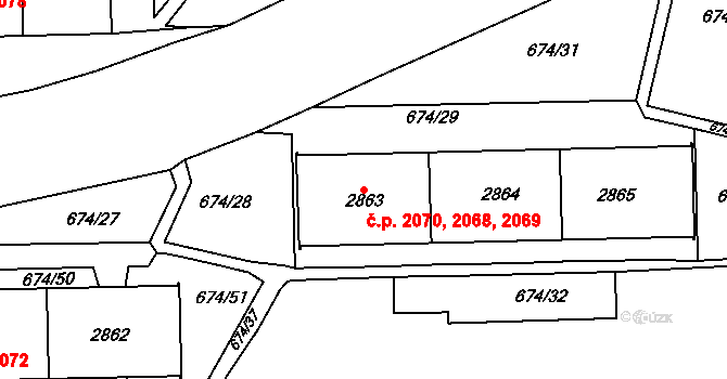 Horní Litvínov 2068,2069,2070, Litvínov na parcele st. 2863 v KÚ Horní Litvínov, Katastrální mapa