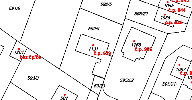 Líbeznice 919 na parcele st. 1131 v KÚ Líbeznice, Katastrální mapa