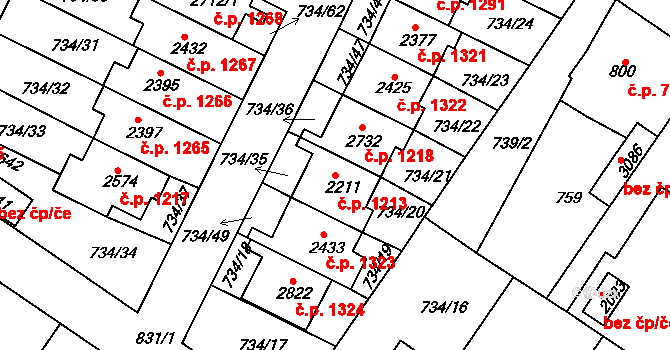 Neratovice 1213 na parcele st. 2211 v KÚ Neratovice, Katastrální mapa