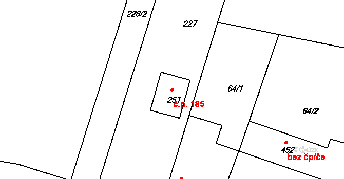 Tachlovice 185 na parcele st. 251 v KÚ Tachlovice, Katastrální mapa
