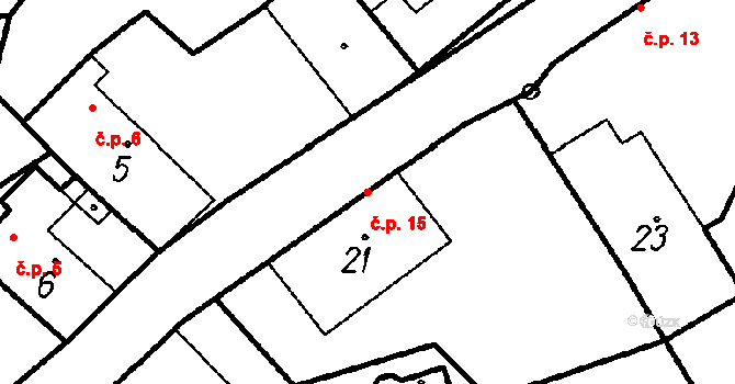 Smržovice 15, Kdyně na parcele st. 21 v KÚ Smržovice, Katastrální mapa