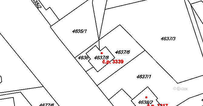 Teplice 3339 na parcele st. 4637/8 v KÚ Teplice, Katastrální mapa