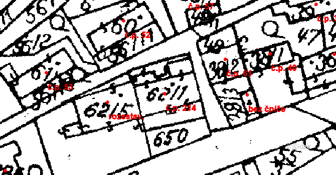 Kosoř 214 na parcele st. 62/1 v KÚ Kosoř, Katastrální mapa