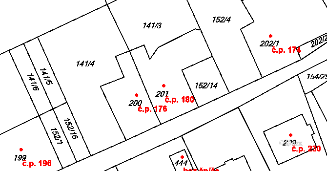 Ruda 180 na parcele st. 201 v KÚ Ruda u Nového Strašecí, Katastrální mapa