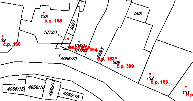 Černovice 163 na parcele st. 136/1 v KÚ Černovice u Tábora, Katastrální mapa