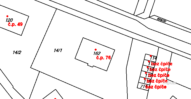 Putimov 76 na parcele st. 162 v KÚ Putimov, Katastrální mapa