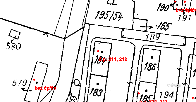 Vlkýš 211,212, Heřmanova Huť na parcele st. 184 v KÚ Vlkýš, Katastrální mapa