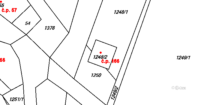Tučín 166 na parcele st. 1248/2 v KÚ Tučín, Katastrální mapa