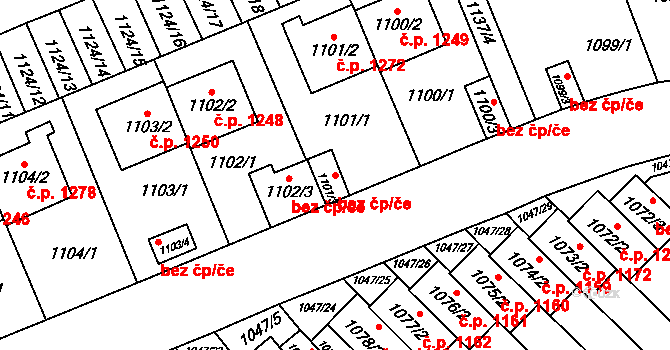 Třešť 91837472 na parcele st. 1101/3 v KÚ Třešť, Katastrální mapa