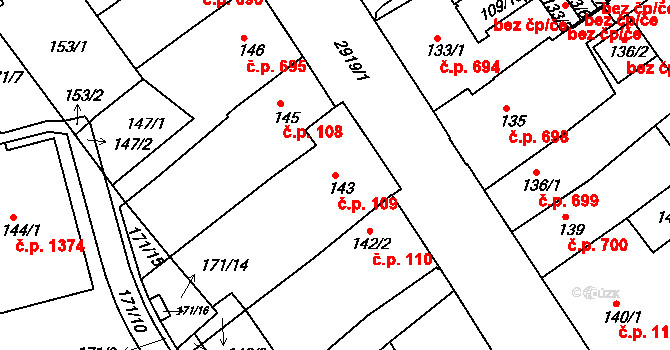 Rychnov nad Kněžnou 109 na parcele st. 143 v KÚ Rychnov nad Kněžnou, Katastrální mapa