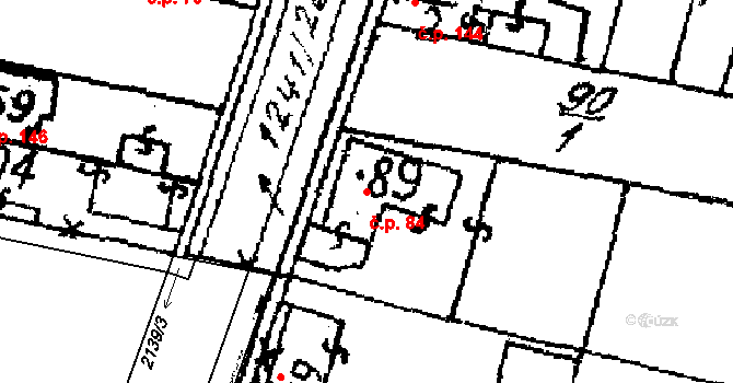 Horní Lukavice 84 na parcele st. 89 v KÚ Horní Lukavice, Katastrální mapa