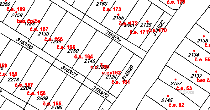 Velké Bílovice 162 na parcele st. 2163 v KÚ Velké Bílovice, Katastrální mapa