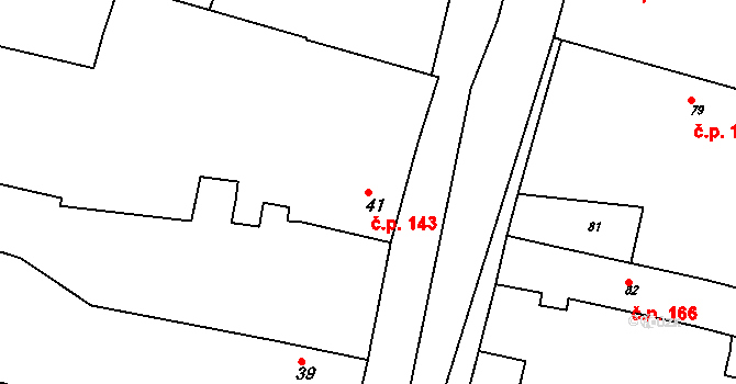 Čížov 143, Horní Břečkov na parcele st. 41 v KÚ Čížov, Katastrální mapa