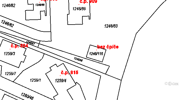 Ostrava 118355473 na parcele st. 1246/116 v KÚ Petřkovice u Ostravy, Katastrální mapa