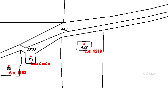 Příchovice 1218, Kořenov na parcele st. 422 v KÚ Příchovice u Kořenova, Katastrální mapa