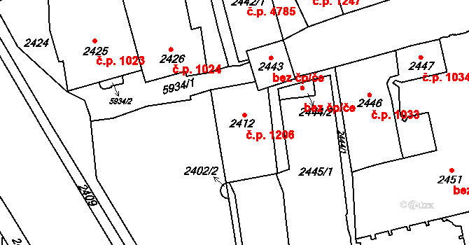 Jihlava 1206 na parcele st. 2412 v KÚ Jihlava, Katastrální mapa