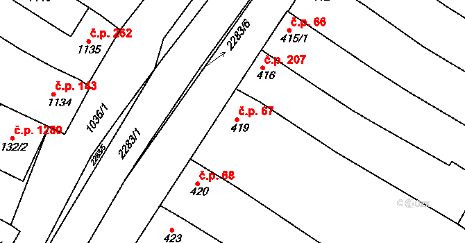 Svatobořice 67, Svatobořice-Mistřín na parcele st. 419 v KÚ Svatobořice, Katastrální mapa