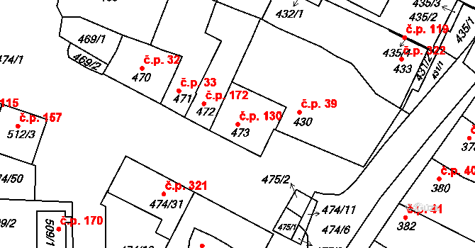 Milokošť 130, Veselí nad Moravou na parcele st. 473 v KÚ Milokošť, Katastrální mapa