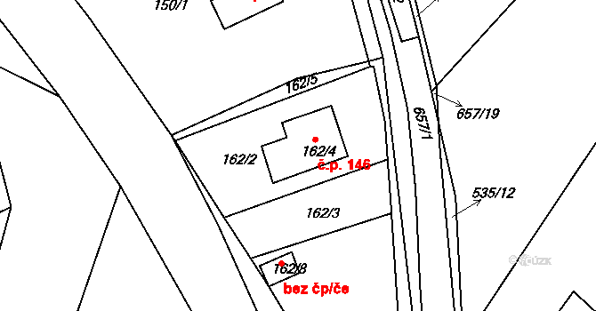 Opatovice 146, Vyškov na parcele st. 162/4 v KÚ Opatovice u Vyškova, Katastrální mapa