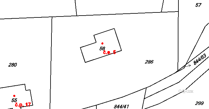 Kolnovice 5, Mikulovice na parcele st. 56 v KÚ Kolnovice, Katastrální mapa