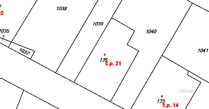 Lipník 21 na parcele st. 175 v KÚ Lipník, Katastrální mapa