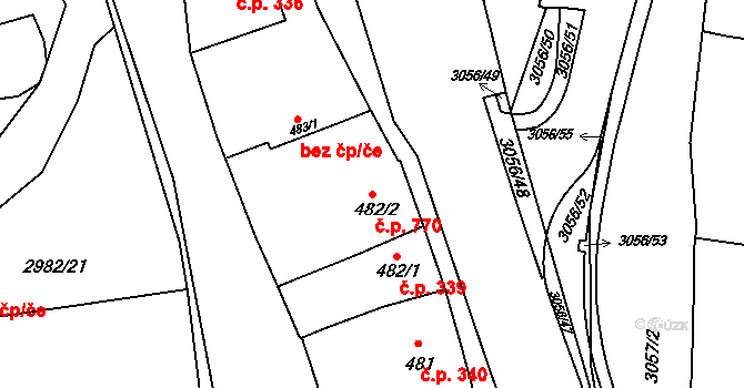 Stříbro 770 na parcele st. 482/2 v KÚ Stříbro, Katastrální mapa
