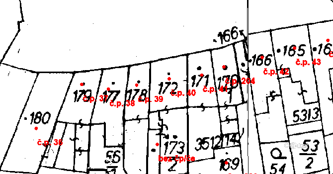Cvikov I 40, Cvikov na parcele st. 172 v KÚ Cvikov, Katastrální mapa