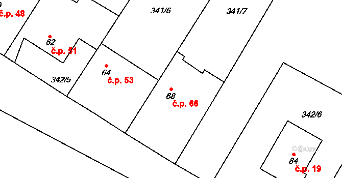 Probluz 66, Dolní Přím na parcele st. 68 v KÚ Probluz, Katastrální mapa