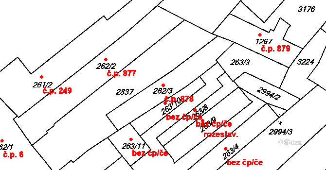 Střední Předměstí 878, Trutnov na parcele st. 262/3 v KÚ Trutnov, Katastrální mapa