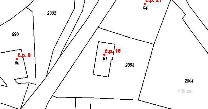 Radešice 16, Petrovice na parcele st. 91 v KÚ Obděnice, Katastrální mapa