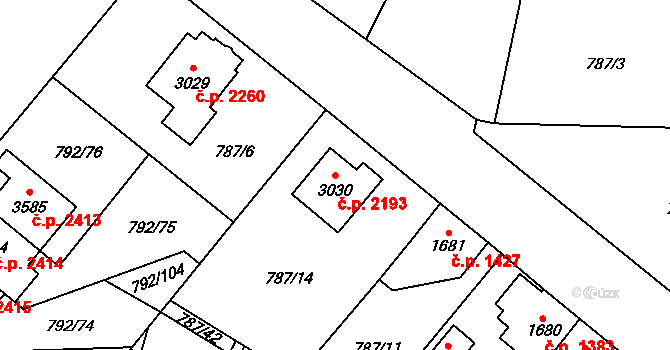 Dvůr Králové nad Labem 2193 na parcele st. 3030 v KÚ Dvůr Králové nad Labem, Katastrální mapa