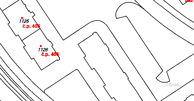 Moravské Předměstí 407,408,409,410,411,, Hradec Králové na parcele st. 1127 v KÚ Třebeš, Katastrální mapa