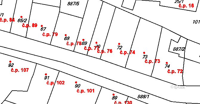 Maršov 76 na parcele st. 70 v KÚ Maršov u Veverské Bítýšky, Katastrální mapa
