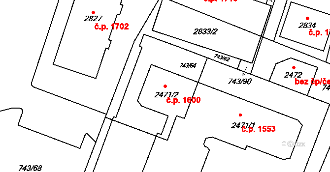 Kateřinky 1600, Opava na parcele st. 2471/2 v KÚ Kateřinky u Opavy, Katastrální mapa
