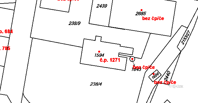 Třebechovice pod Orebem 1271 na parcele st. 1594 v KÚ Třebechovice pod Orebem, Katastrální mapa