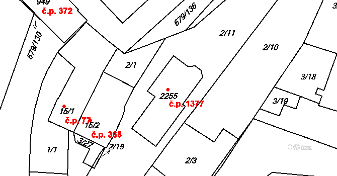 Rosice 1377 na parcele st. 2255 v KÚ Rosice u Brna, Katastrální mapa