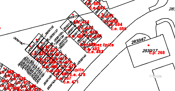 Rumburk 1 483, Rumburk na parcele st. 2830/120 v KÚ Rumburk, Katastrální mapa