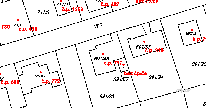Svinov 797, Ostrava na parcele st. 691/48 v KÚ Svinov, Katastrální mapa