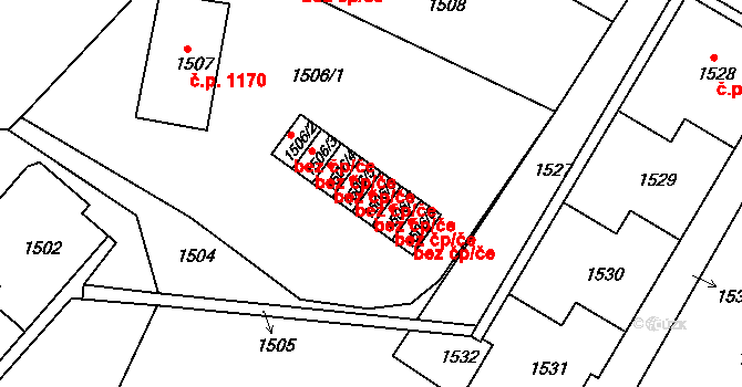 Ústí nad Labem 38848473 na parcele st. 1506/6 v KÚ Střekov, Katastrální mapa
