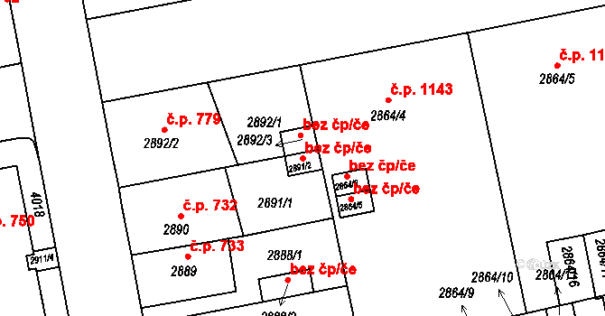 Holešov 41057473 na parcele st. 2891/2 v KÚ Holešov, Katastrální mapa