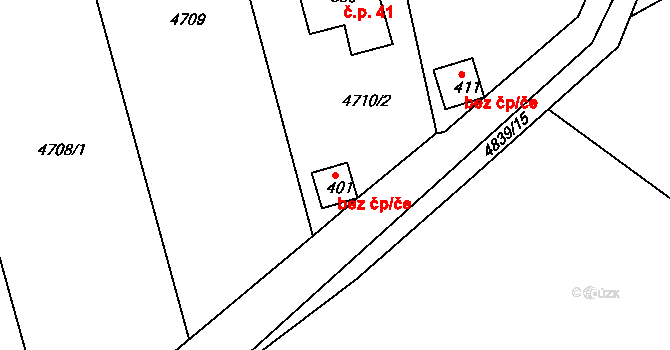 Benešov 43042473 na parcele st. 401 v KÚ Úročnice, Katastrální mapa