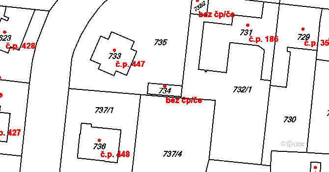 Praha 43482473 na parcele st. 734 v KÚ Vinoř, Katastrální mapa