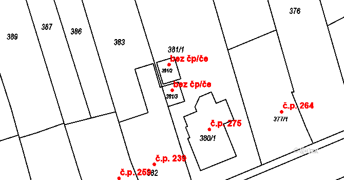 Uherský Brod 44286473 na parcele st. 381/3 v KÚ Těšov, Katastrální mapa