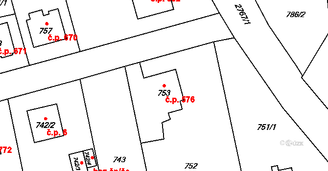 Kylešovice 576, Opava na parcele st. 753 v KÚ Kylešovice, Katastrální mapa