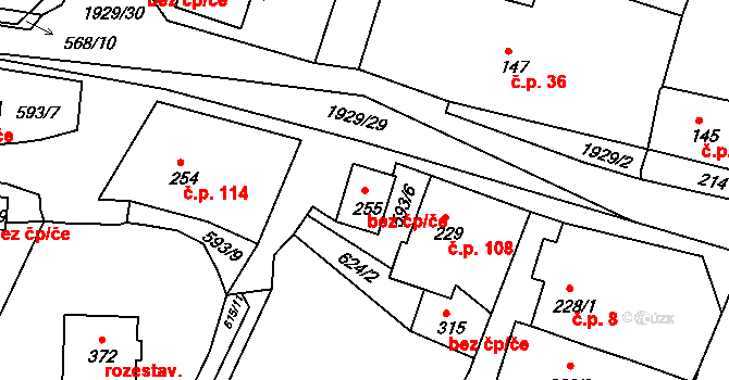 Tlumačov 45258473 na parcele st. 255 v KÚ Tlumačov u Domažlic, Katastrální mapa