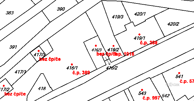 Nová Paka 47822473 na parcele st. 416/3 v KÚ Nová Paka, Katastrální mapa